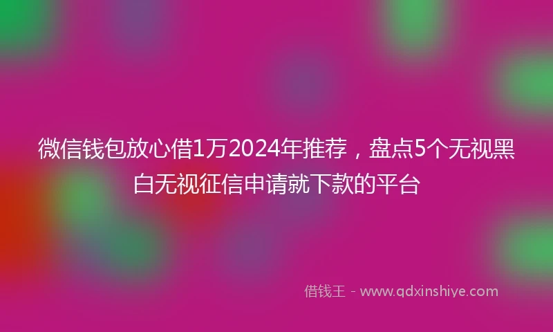 微信钱包放心借1万2024年推荐,盘点5个无视黑白无视征信申请就下款的平台