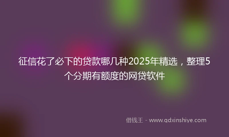 征信花了必下的贷款哪几种2025年精选，整理5个分期有额度的网贷软件