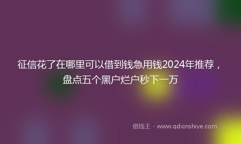 征信花了在哪里可以借到钱急用钱2024年推荐，盘点五个黑户烂户秒下一万