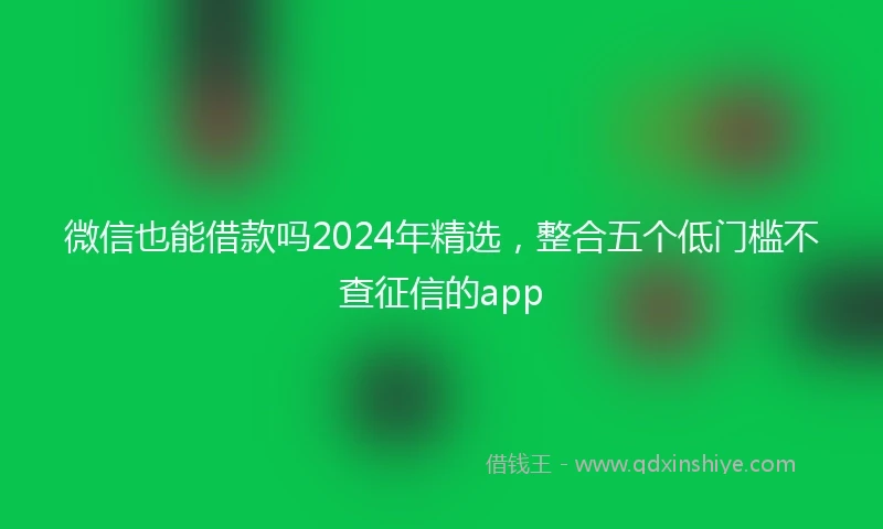 微信也能借款吗2024年精选，整合五个低门槛不查征信的app