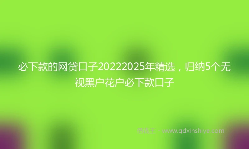 必下款的网贷口子20222025年精选，归纳5个无视黑户花户必下款口子