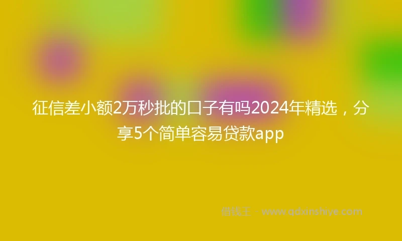 征信差小额2万秒批的口子有吗2024年精选，分享5个简单容易贷款app
