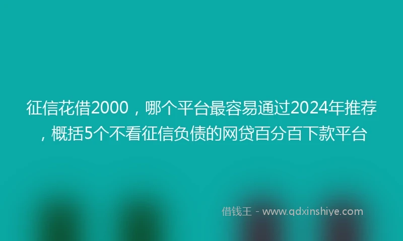 征信花借2000，哪个平台最容易通过2024年推荐，概括5个不看征信负债的网贷百分百下款平台
