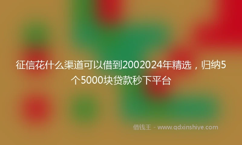 征信花什么渠道可以借到2002024年精选，归纳5个5000块贷款秒下平台