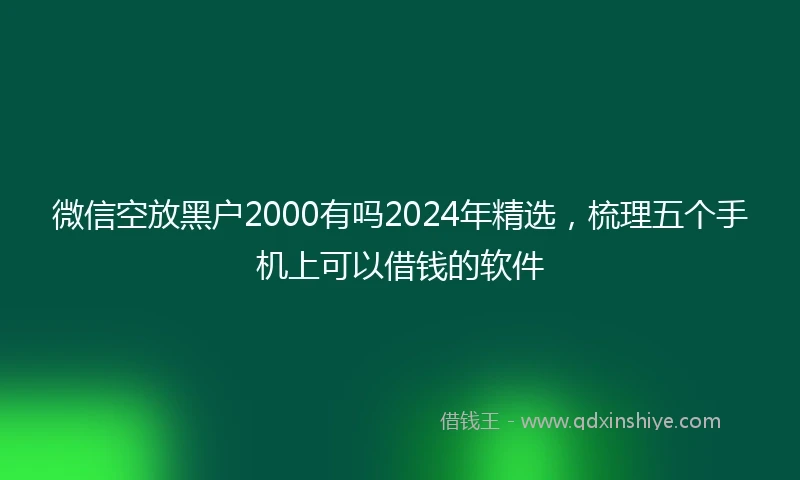 微信空放黑户2000有吗2024年精选，梳理五个手机上可以借钱的软件