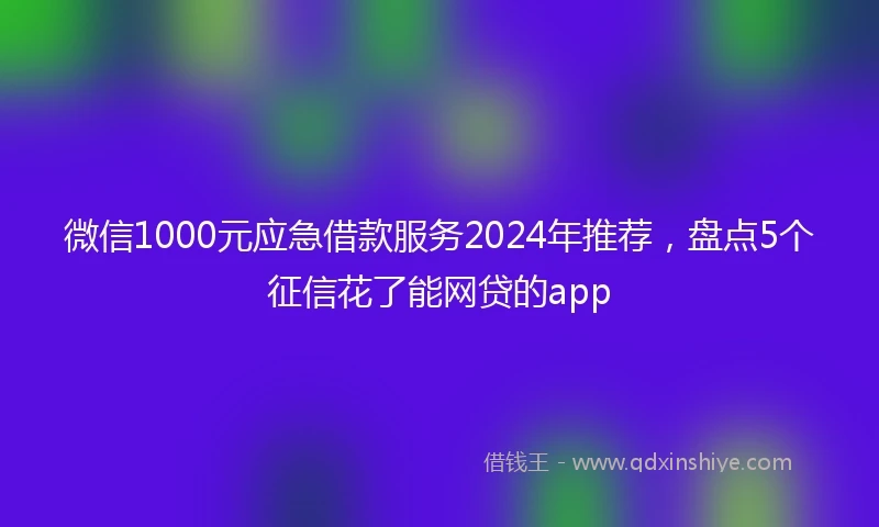 微信1000元应急借款服务2024年推荐，盘点5个征信花了能网贷的app