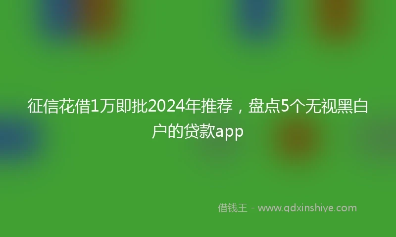 征信花借1万即批2024年推荐，盘点5个无视黑白户的贷款app