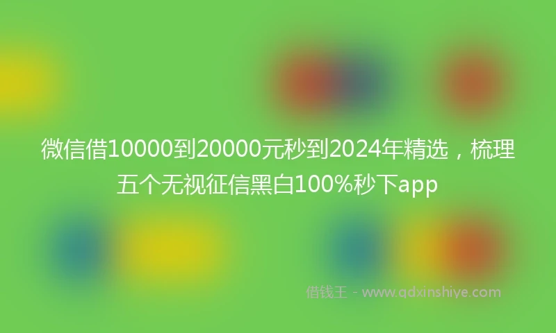 微信借10000到20000元秒到2024年精选，梳理五个无视征信黑白100%秒下app