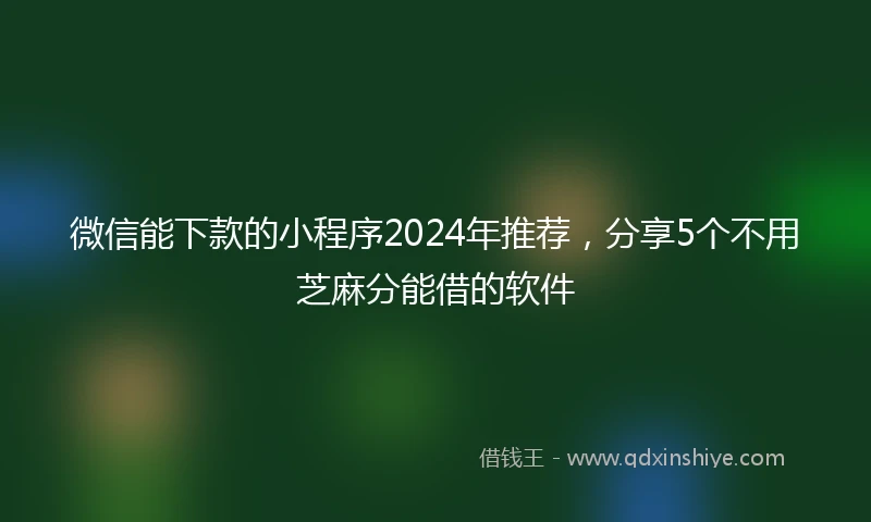 微信能下款的小程序2024年推荐，分享5个不用芝麻分能借的软件