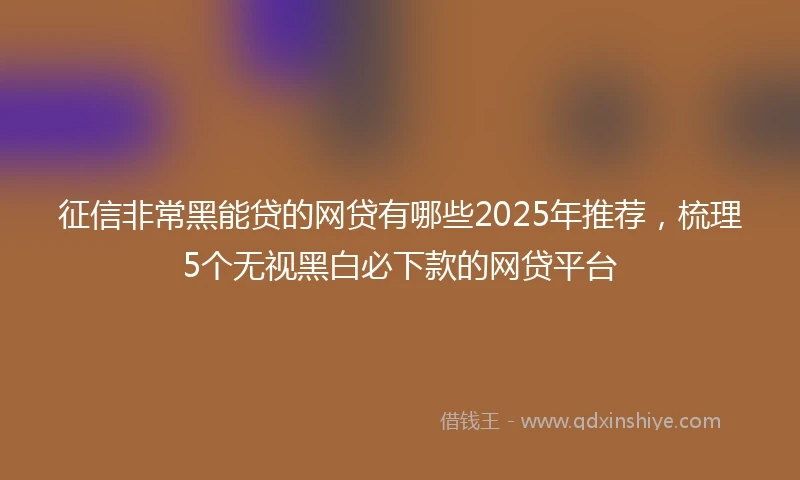 征信非常黑能贷的网贷有哪些2025年推荐，梳理5个无视黑白必下款的网贷平台