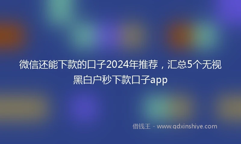 微信还能下款的口子2024年推荐，汇总5个无视黑白户秒下款口子app