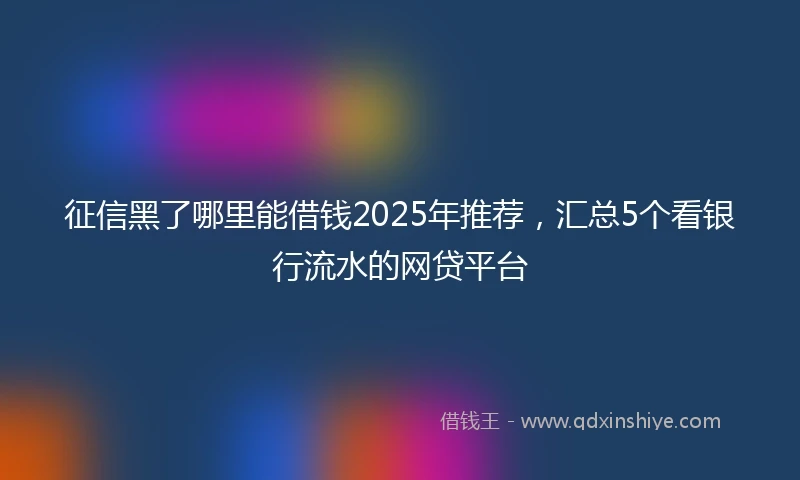 征信黑了哪里能借钱2025年推荐，汇总5个看银行流水的网贷平台