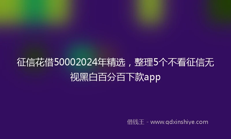 征信花借50002024年精选，整理5个不看征信无视黑白百分百下款app