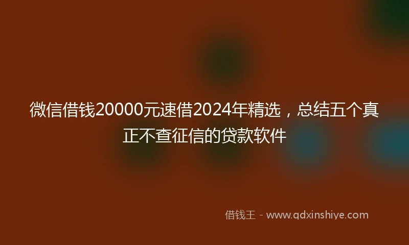 微信借钱20000元速借2024年精选，总结五个真正不查征信的贷款软件