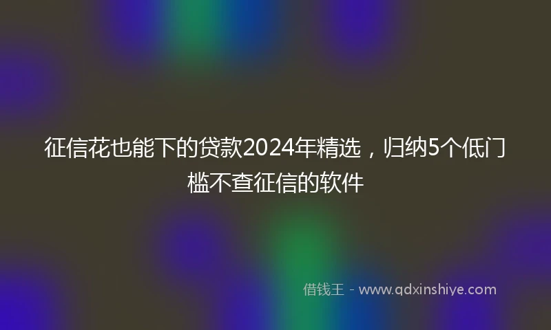 征信花也能下的贷款2024年精选，归纳5个低门槛不查征信的软件