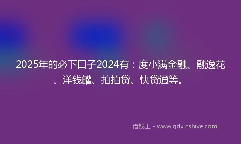 2025年的必下口子2024有：度小满金融、融逸花、洋钱罐、拍拍贷、快贷通等。