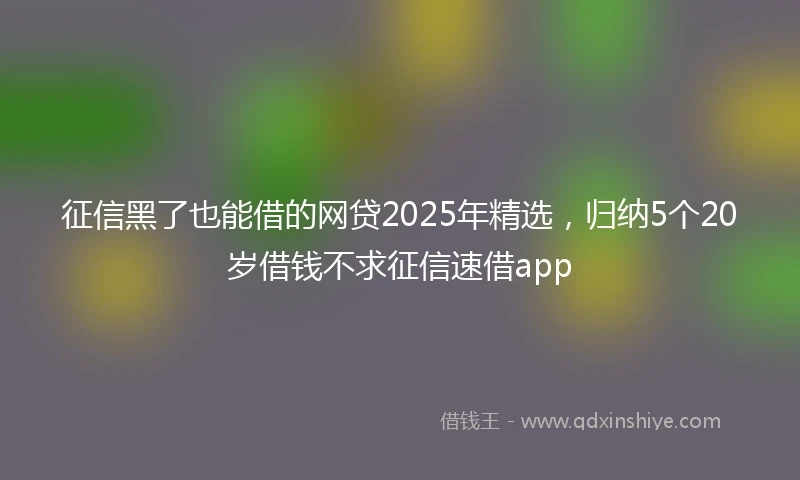征信黑了也能借的网贷2025年精选，归纳5个20岁借钱不求征信速借app
