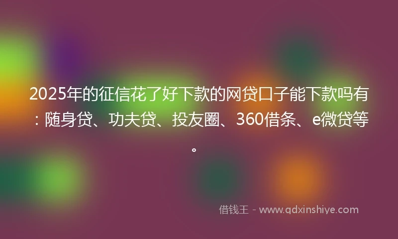 2025年的征信花了好下款的网贷口子能下款吗有：随身贷、功夫贷、投友圈、360借条、e微贷等。