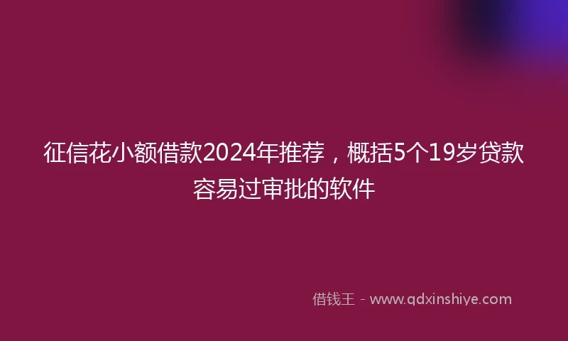 征信花小额借款2024年推荐，概括5个19岁贷款容易过审批的软件