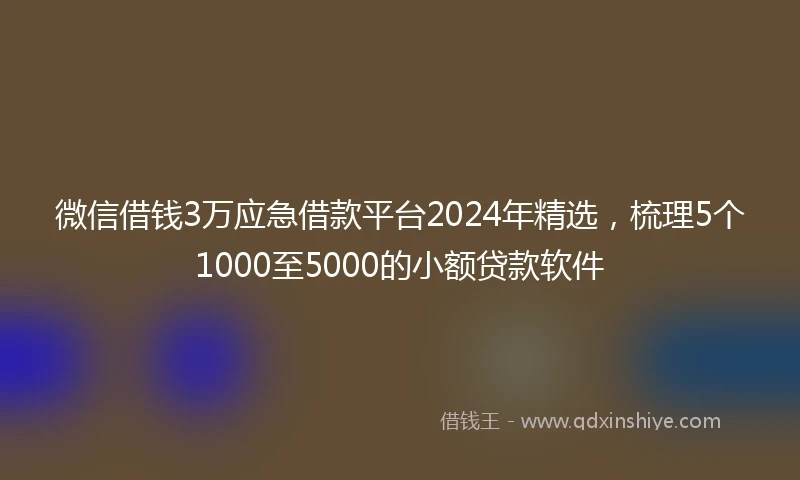微信借钱3万应急借款平台2024年精选，梳理5个1000至5000的小额贷款软件