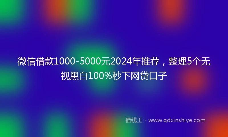 微信借款1000-5000元2024年推荐，整理5个无视黑白100%秒下网贷口子