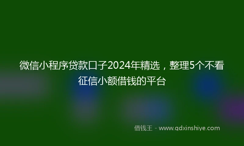 微信小程序贷款口子2024年精选，整理5个不看征信小额借钱的平台