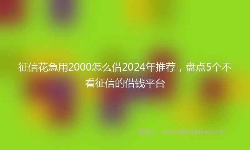 征信花急用2000怎么借2024年推荐，盘点5个不看征信的借钱平台