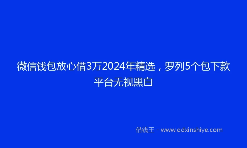 微信钱包放心借3万2024年精选，罗列5个包下款平台无视黑白