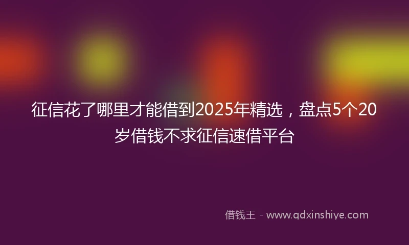 征信花了哪里才能借到2025年精选，盘点5个20岁借钱不求征信速借平台