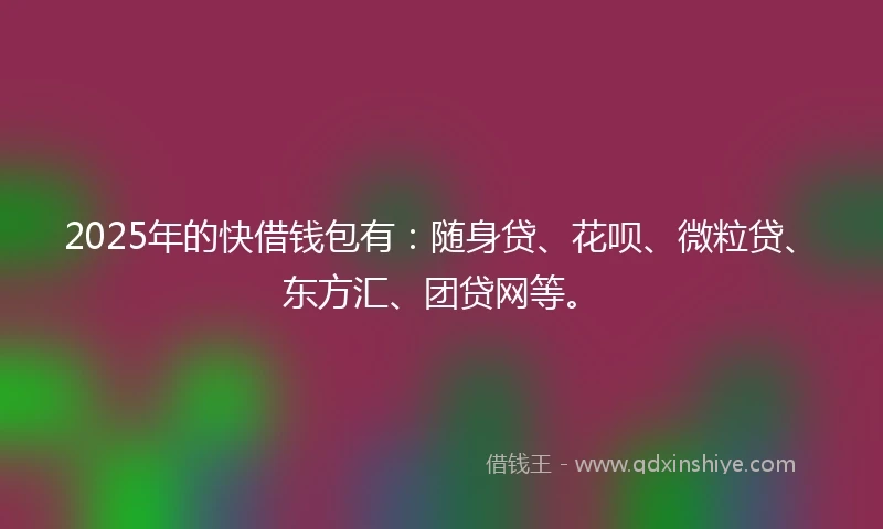2025年的快借钱包有：随身贷、花呗、微粒贷、东方汇、团贷网等。