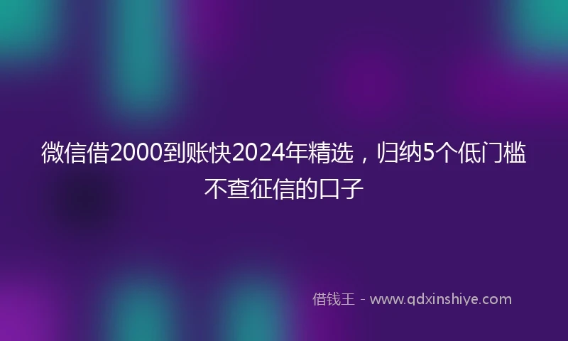 微信借2000到账快2024年精选，归纳5个低门槛不查征信的口子
