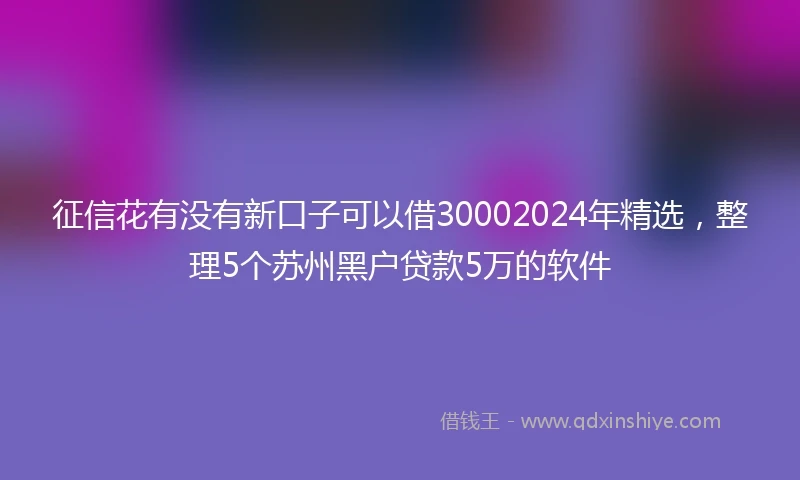 征信花有没有新口子可以借30002024年精选,整理5个苏州黑户贷款5万的软件