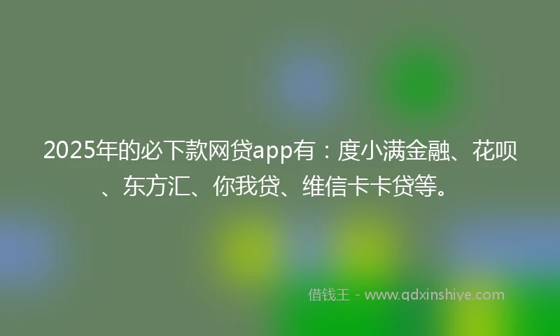 2025年的必下款网贷app有：度小满金融、花呗、东方汇、你我贷、维信卡卡贷等。