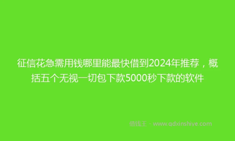 征信花急需用钱哪里能最快借到2024年推荐，概括五个无视一切包下款5000秒下款的软件