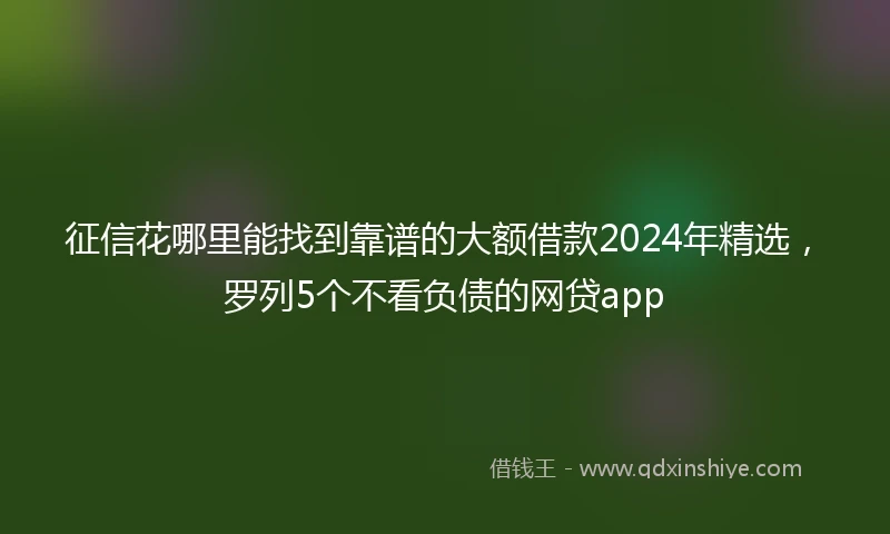 征信花哪里能找到靠谱的大额借款2024年精选，罗列5个不看负债的网贷app