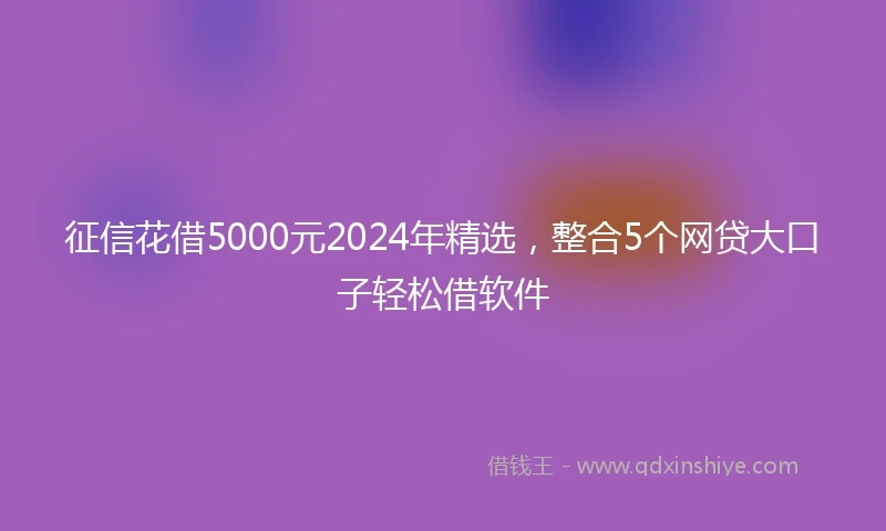 征信花借5000元2024年精选，整合5个网贷大口子轻松借软件