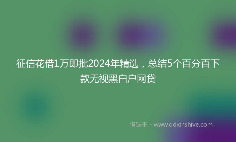 征信花借1万即批2024年精选，总结5个百分百下款无视黑白户网贷