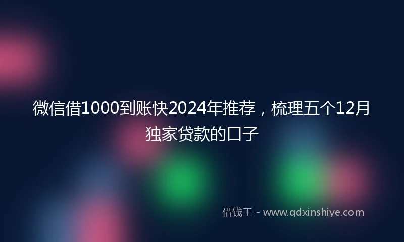 微信借1000到账快2024年推荐，梳理五个12月独家贷款的口子