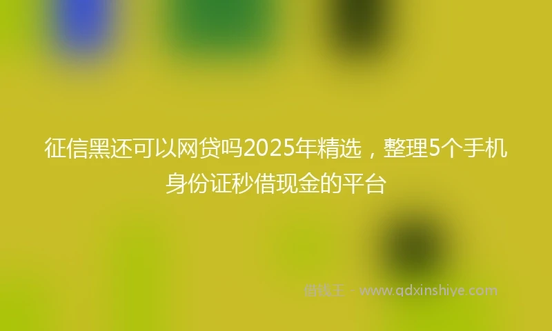征信黑还可以网贷吗2025年精选，整理5个手机身份证秒借现金的平台
