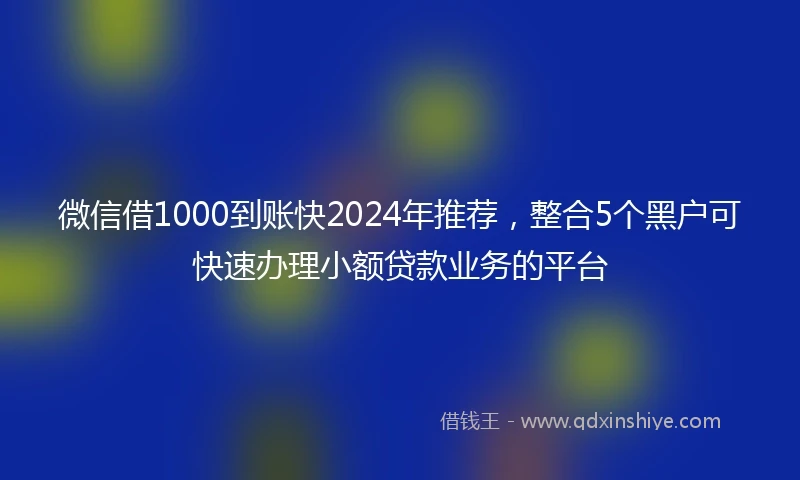 微信借1000到账快2024年推荐，整合5个黑户可快速办理小额贷款业务的平台
