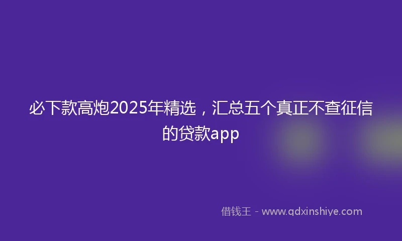必下款高炮2025年精选，汇总五个真正不查征信的贷款app