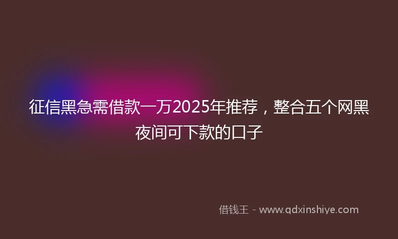 征信黑急需借款一万2025年推荐，整合五个网黑夜间可下款的口子