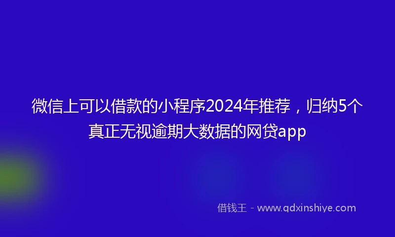 微信上可以借款的小程序2024年推荐，归纳5个真正无视逾期大数据的网贷app