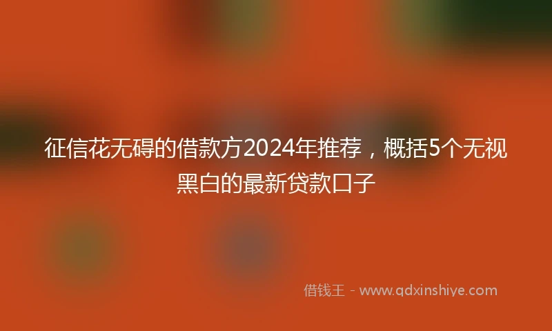 征信花无碍的借款方2024年推荐，概括5个无视黑白的最新贷款口子