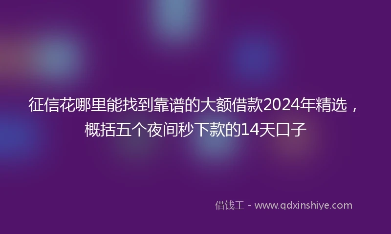 征信花哪里能找到靠谱的大额借款2024年精选，概括五个夜间秒下款的14天口子