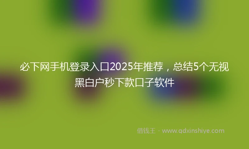 必下网手机登录入口2025年推荐，总结5个无视黑白户秒下款口子软件