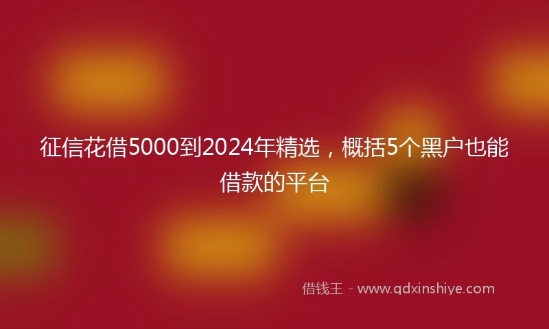 征信花借5000到2024年精选，概括5个黑户也能借款的平台