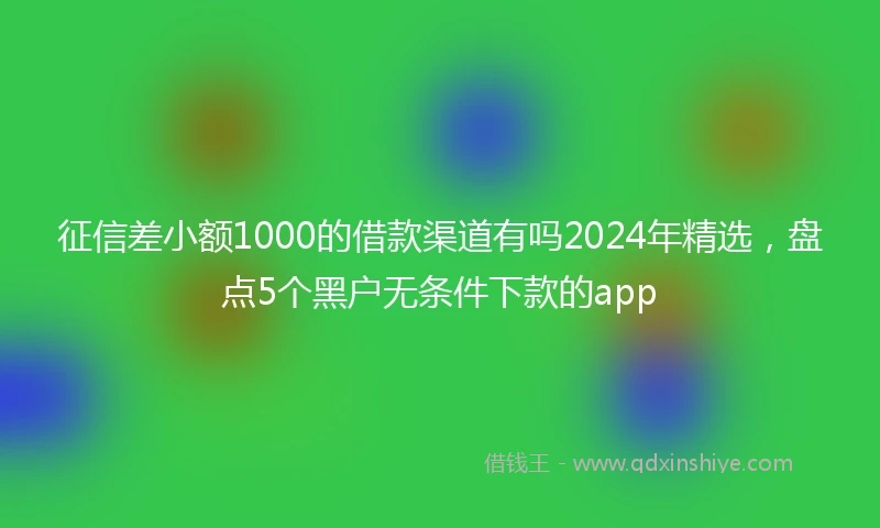 征信差小额1000的借款渠道有吗2024年精选，盘点5个黑户无条件下款的app