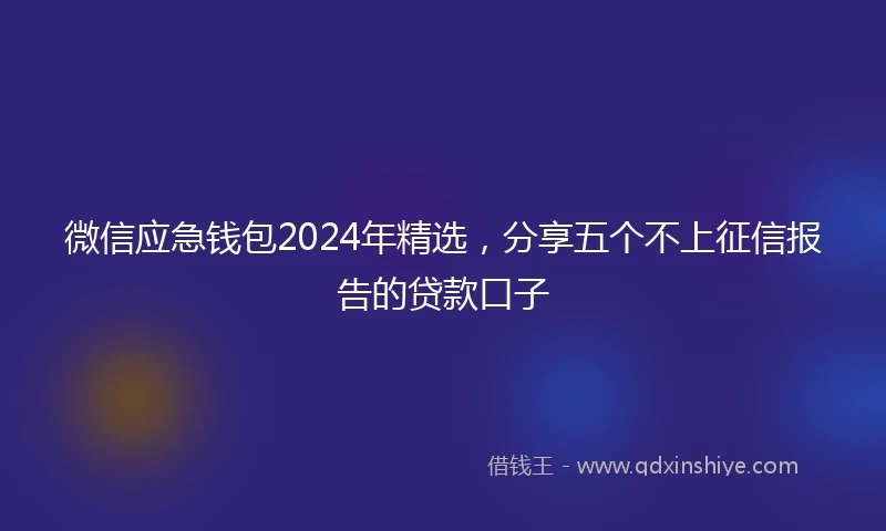 微信应急钱包2024年精选，分享五个不上征信报告的贷款口子