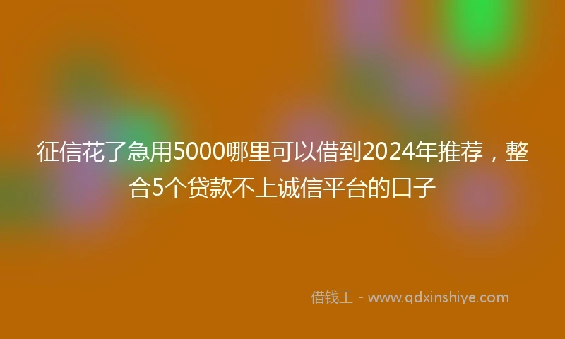 征信花了急用5000哪里可以借到2024年推荐，整合5个贷款不上诚信平台的口子